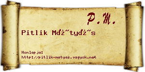 Pitlik Mátyás névjegykártya