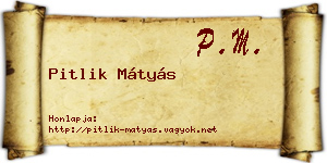 Pitlik Mátyás névjegykártya